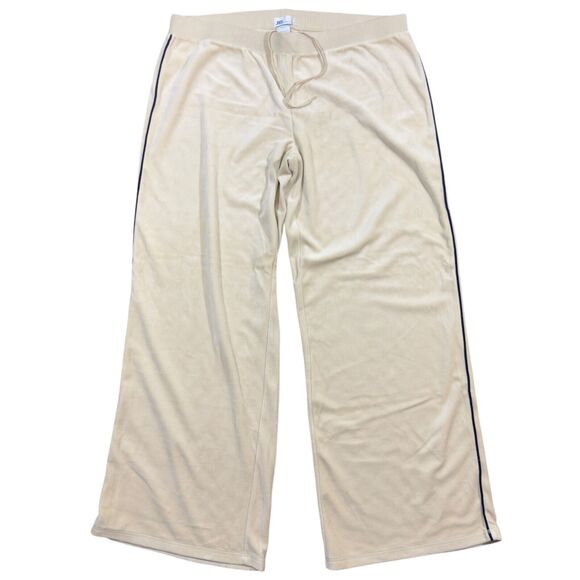 JLO Jennifer Lopez Sweatpants Women's 2X Ivory Wide Leg Quartz Side Piped Lounge - Picture 1 of 8